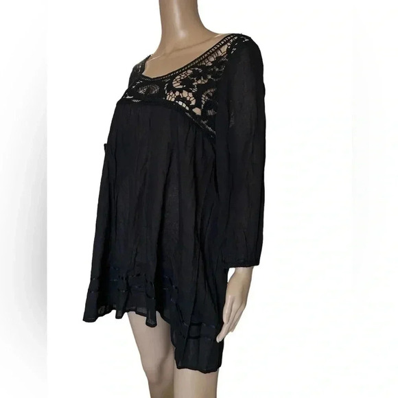 Eze Sur Mer Anthropologie Lacy Flowy Black Oversized Top Women’s Size 8 EUC!! - Picture 3 of 8